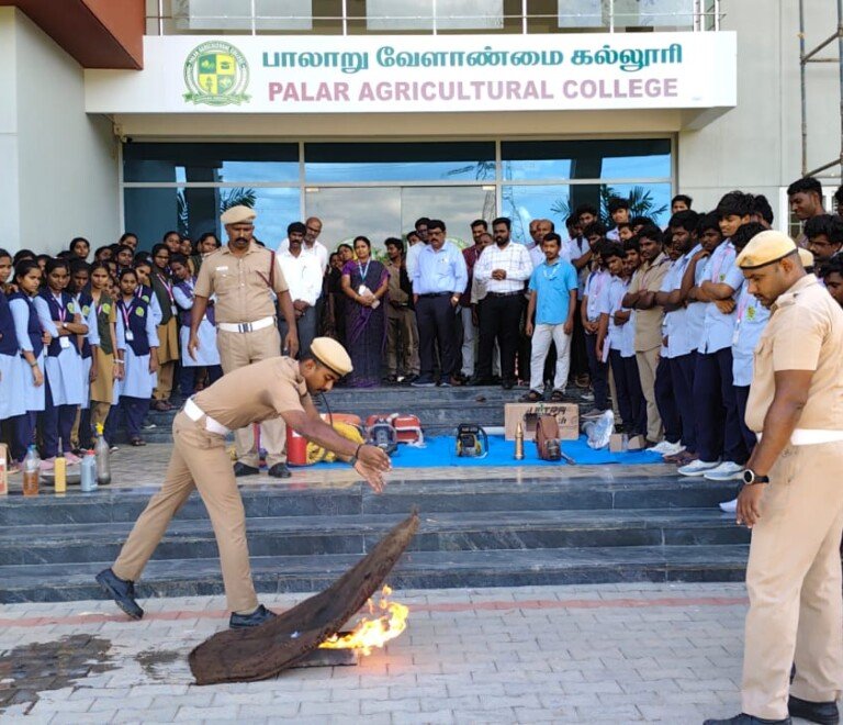 FIRE SAFETY AWARENESS AND DEMONSTRATION PROGRAMME CONDUCTED AT PALAR AGRICULTURAL COLLEGE